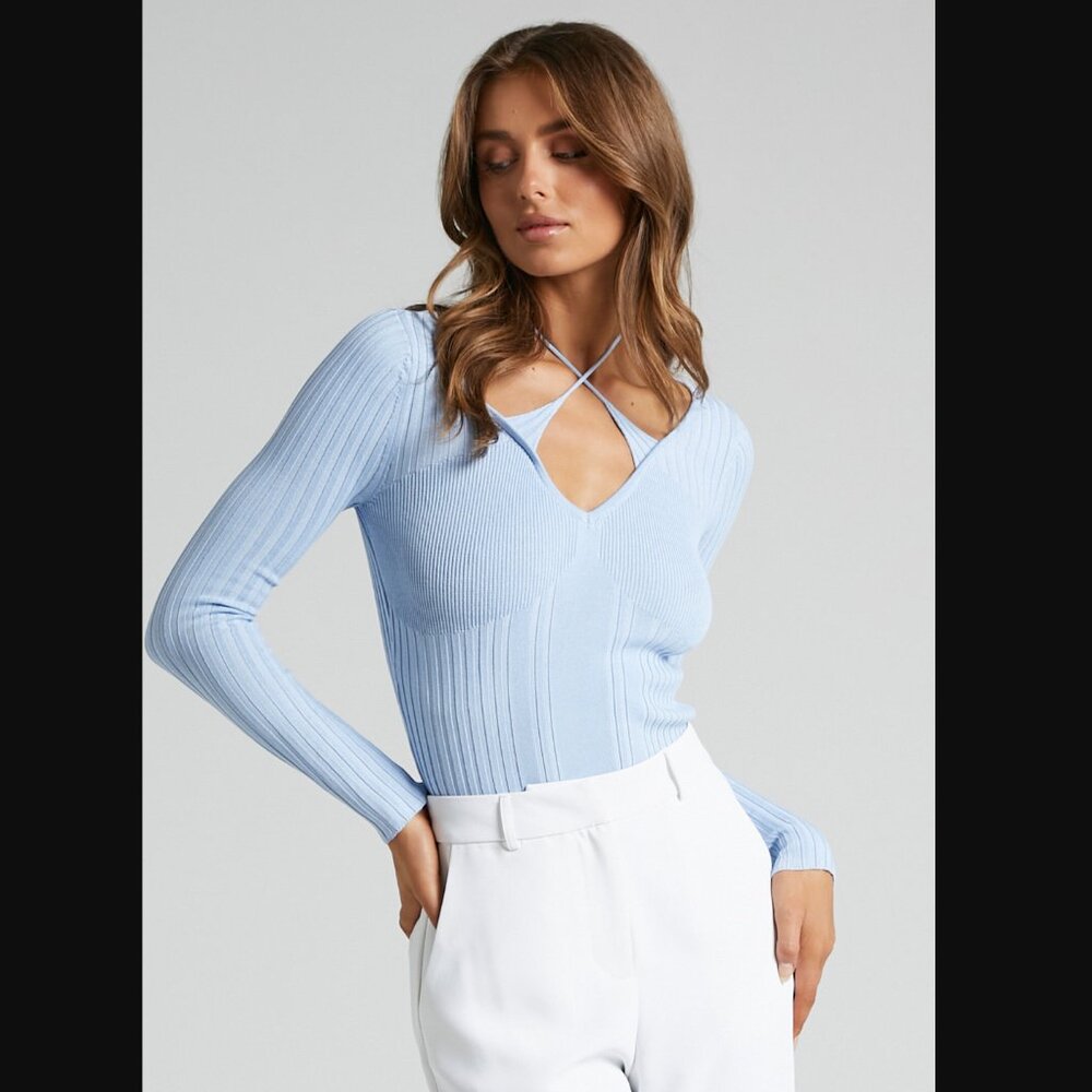 NWT 4th & Reckless Blue Sweater with Tie